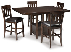 Diamond Furniture - Ashley Furniture - Haddigan Counter Height Dining Table with 4 Barstools - Counter Height Dining Table with 4 Barstools - D596D5
