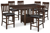 Diamond Furniture - Ashley Furniture - Haddigan Counter Height Dining Table and 6 Barstools - Counter Height Dining Table and 6 Barstools - D596D7
