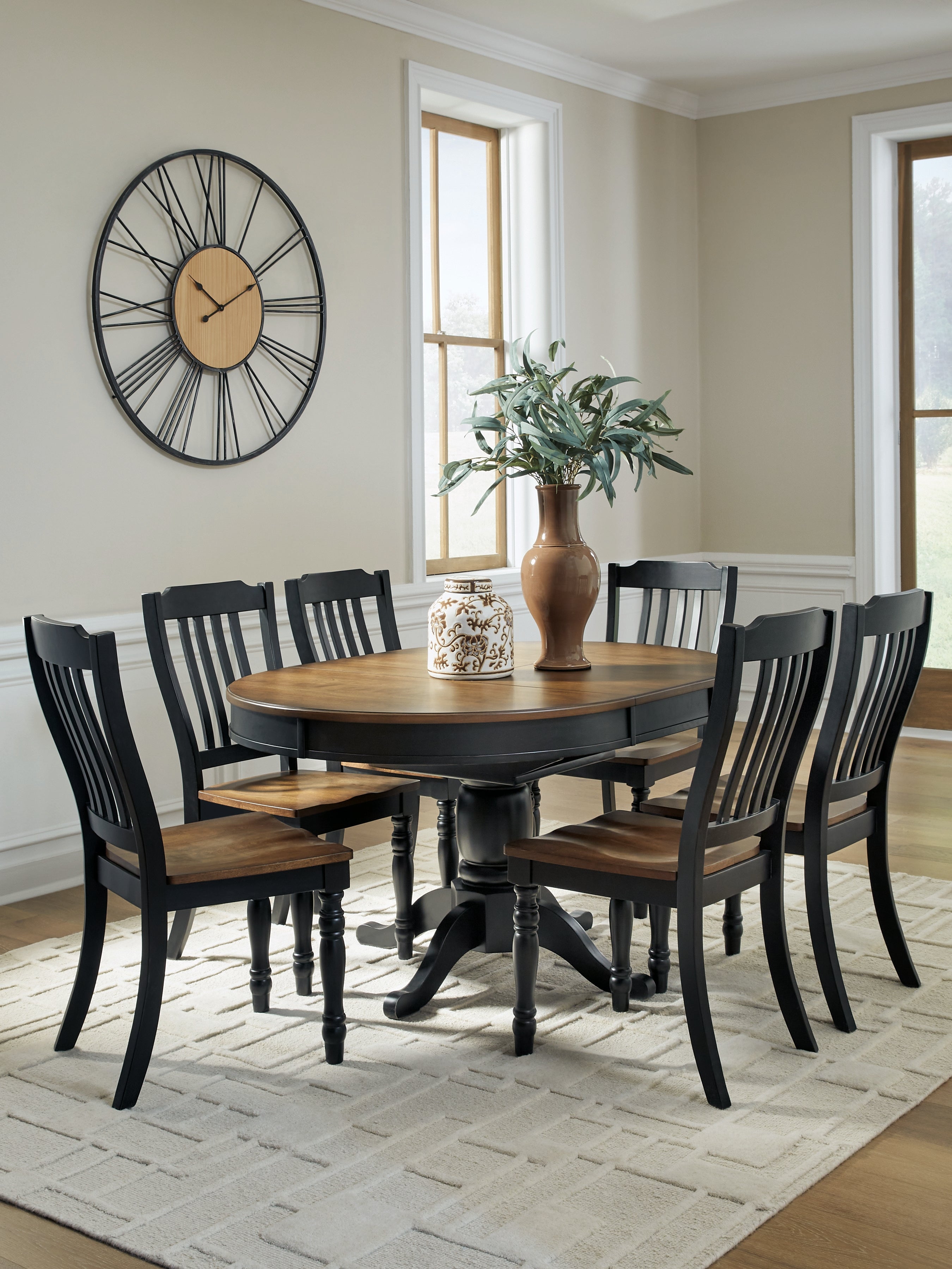 Diamond Furniture - Ashley Furniture - Clorazi Extension Dining Table and 6 Chairs - Extension Dining Table and 6 Chairs - PCD619D3