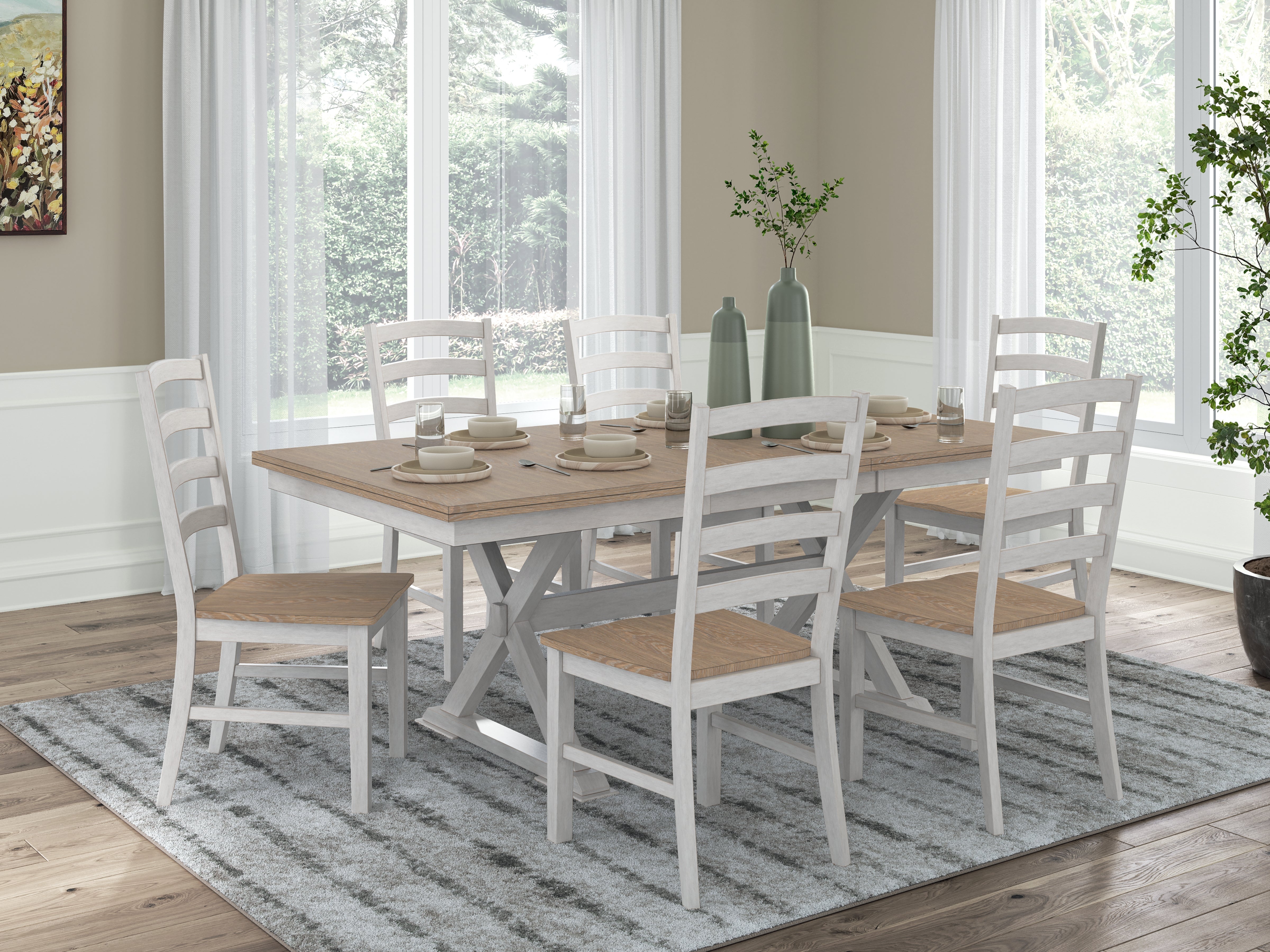 Diamond Furniture - Ashley Furniture - Purlaney Extension Dining Table and 6 Chairs - Extension Dining Table and 6 Chairs - PCD627D4