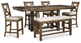 Diamond Furniture - Ashley Furniture - Moriville Counter Height Dining Table with 4 Barstools and Bench - Counter Height Dining Table with 4 Barstools and Bench - D631D3