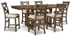 Diamond Furniture - Ashley Furniture - Moriville Counter Height Dining Table and 6 Barstools - Counter Height Dining Table and 6 Barstools - D631D10