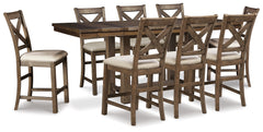 Diamond Furniture - Ashley Furniture - Moriville Counter Height Extension Table and 8 Barstools - Counter Height Extension Table and 8 Barstools - D631D12