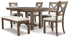 Diamond Furniture - Ashley Furniture - Moriville Dining Table and 4 Chairs and Bench - Dining Table and 4 Chairs and Bench - D631D6