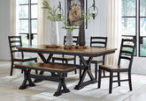 Diamond Furniture - Ashley Furniture - Wildenauer Dining Table, 4 Chairs and Bench - Dining Table, 4 Chairs and Bench - D634D2