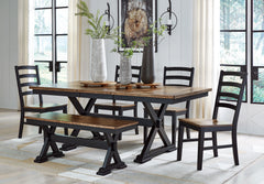 Diamond Furniture - Ashley Furniture - Wildenauer Dining Table, 4 Chairs and Bench - Dining Table, 4 Chairs and Bench - D634D2