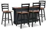 Diamond Furniture - Ashley Furniture - Wildenauer Bar Table and 4 Barstools - Bar Table and 4 Barstools - D634D6