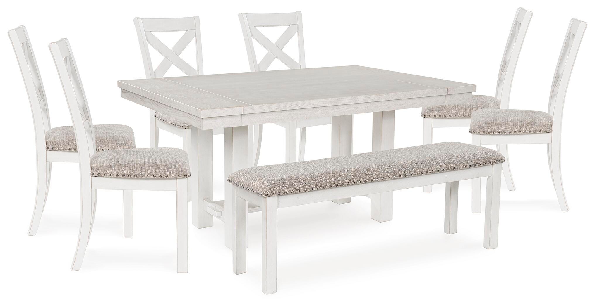 Diamond Furniture - Ashley Furniture - Robbinsdale Dining Table, 6 Chairs and Bench - Dining Table, 6 Chairs and Bench - D642D11