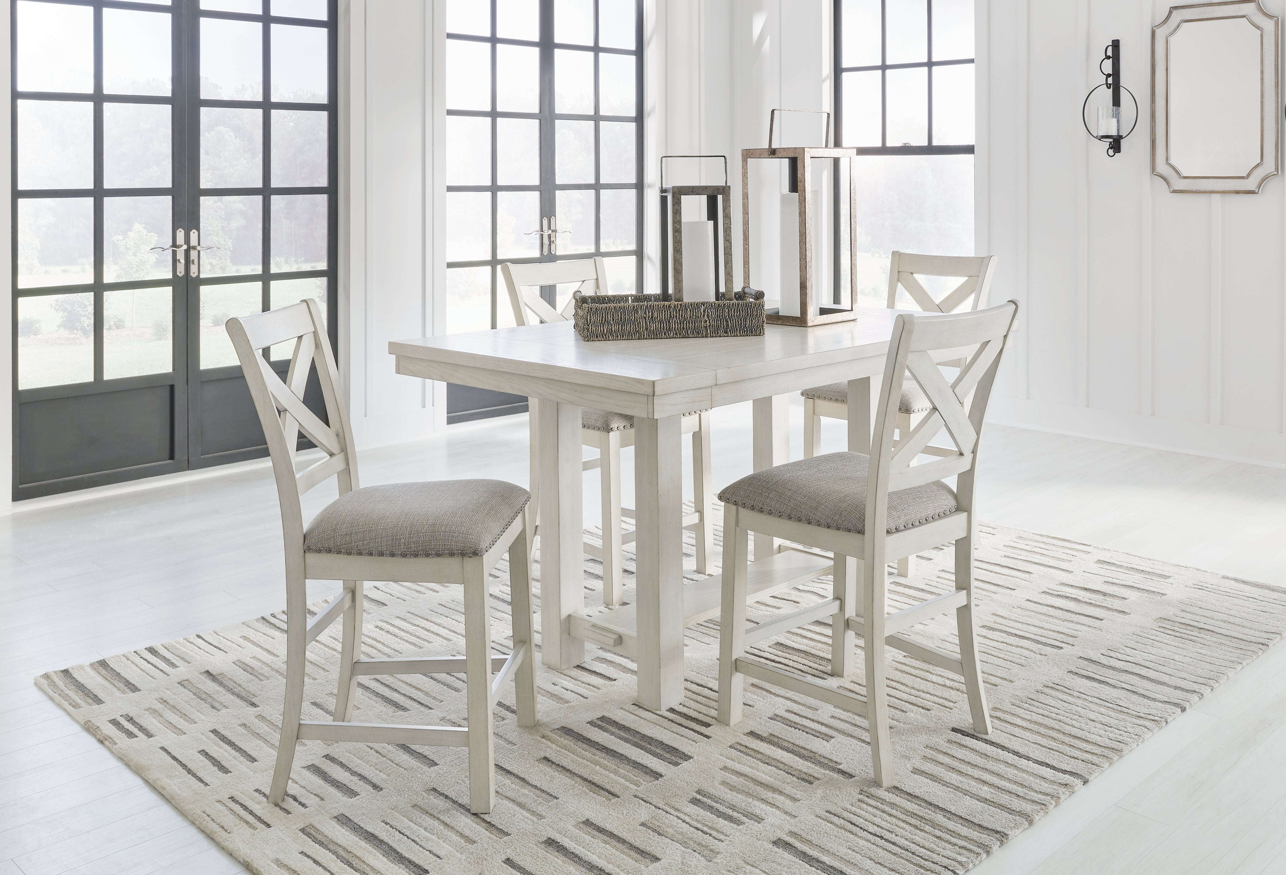 Diamond Furniture - Ashley Furniture - Robbinsdale Counter Height Dining Table and 4 Barstools - Counter Height Dining Table and 4 Barstools - D642D1