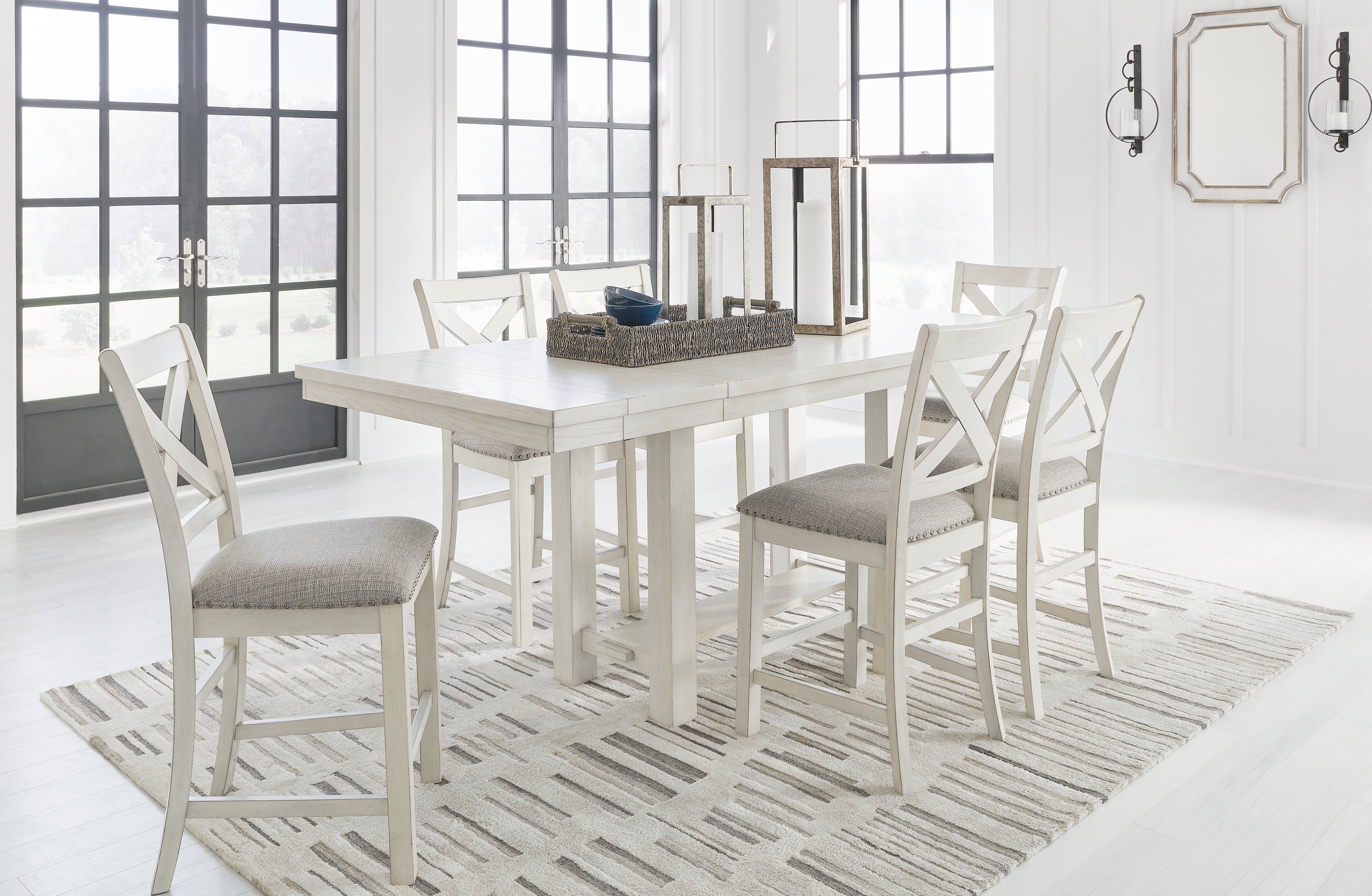 Diamond Furniture - Ashley Furniture - Robbinsdale Counter Height Dining Table and 6 Barstools - Counter Height Dining Table and 6 Barstools - D642D5