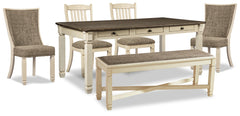 Diamond Furniture - Ashley Furniture - Bolanburg Dining Table, 4 Chairs and Bench - Dining Table, 4 Chairs and Bench - D647D34