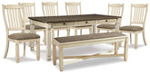 Diamond Furniture - Ashley Furniture - Bolanburg Dining Table, 6 Chairs, and Bench - Dining Table, 6 Chairs, and Bench - D647D26