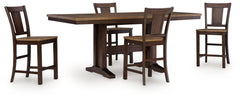 Rylandeen Counter Height Extension Dining Table and 4 Barstools