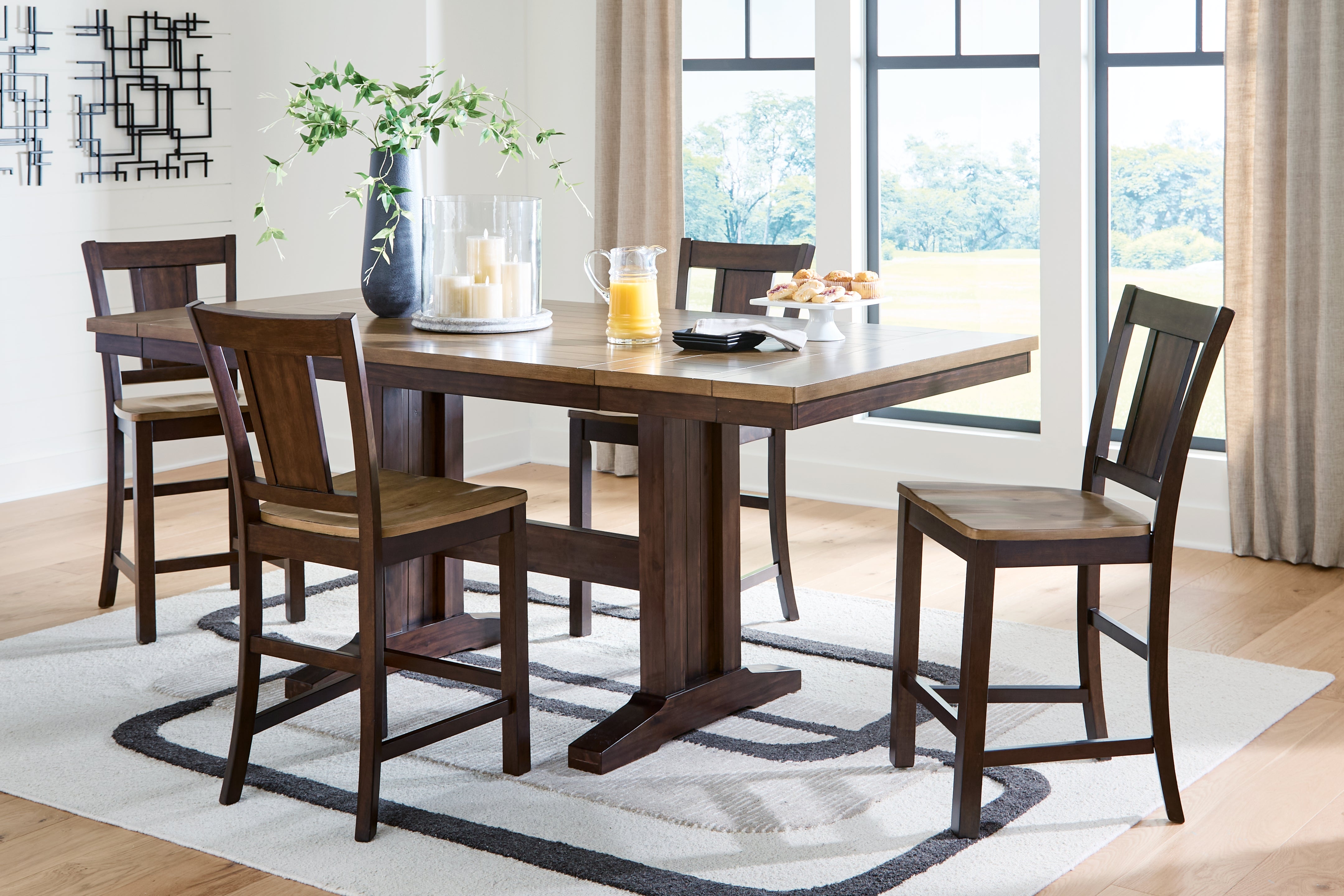 Diamond Furniture - Ashley Furniture - Rylandeen Counter Height Extension Dining Table and 4 Barstools - Counter Height Extension Dining Table and 4 Barstools - PCD651D3