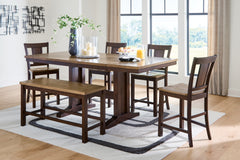 Diamond Furniture - Ashley Furniture - Rylandeen Counter Height Extension Dining Table 4 Barstools and Bench - Counter Height Extension Dining Table 4 Barstools and Bench - PCD651D4