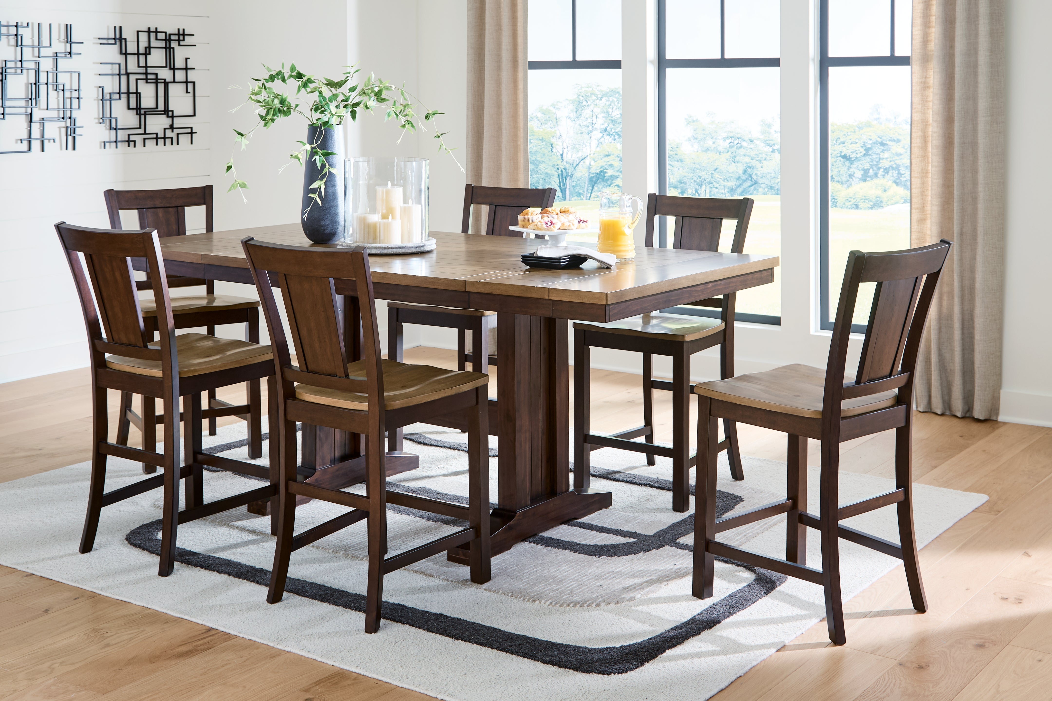 Diamond Furniture - Ashley Furniture - Rylandeen Counter Height Extension Dining Table and 6 Barstools - Counter Height Extension Dining Table and 6 Barstools - PCD651D5