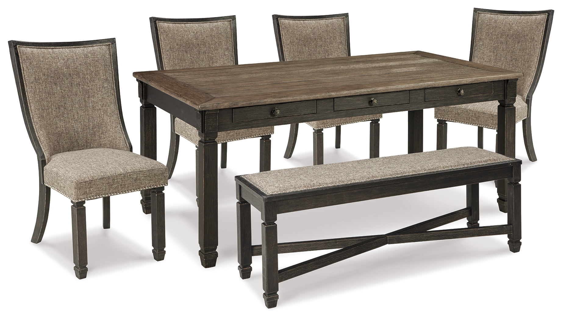 Diamond Furniture - Ashley Furniture - Tyler Creek Dining Table and 4 Chairs with Bench - Dining Table and 4 Chairs with Bench - D736D11