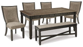 Diamond Furniture - Ashley Furniture - Tyler Creek Dining Table and 4 Chairs with Bench - Dining Table and 4 Chairs with Bench - D736D11