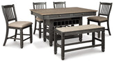 Diamond Furniture - Ashley Furniture - Tyler Creek Counter Height Dining Table and 4 Barstools and Bench - Counter Height Dining Table and 4 Barstools and Bench - D736D8