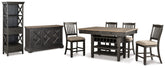 Diamond Furniture - Ashley Furniture - Tyler Creek Counter Height Table with 4 Barstools, Server and Display Cabinet - Counter Height Table with 4 Barstools, Server and Display Cabinet - D736D13