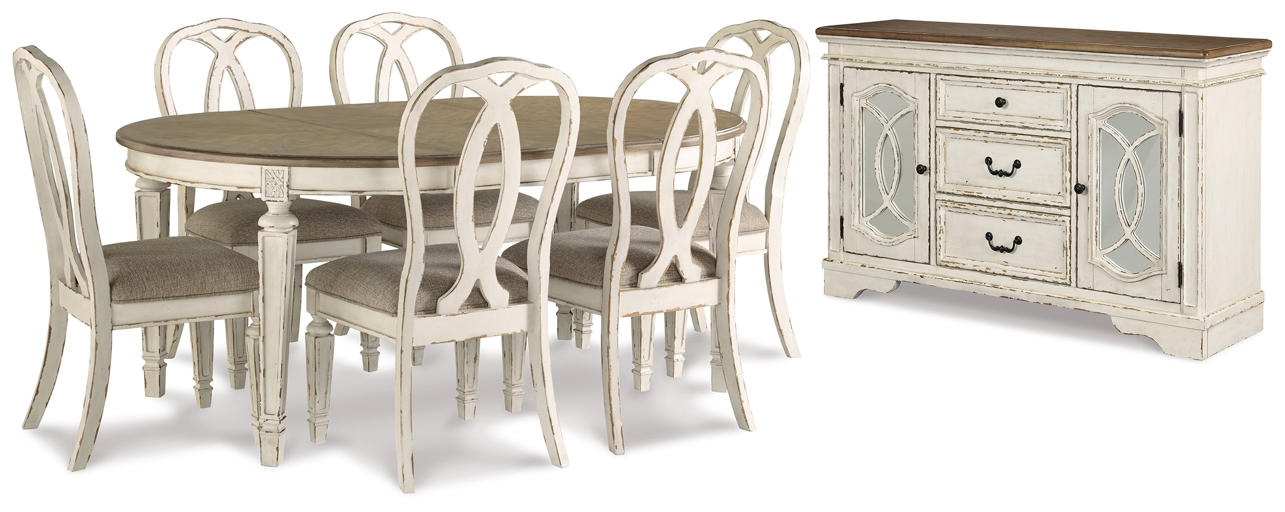 Diamond Furniture - Ashley Furniture - Realyn Dining Table and 6 Chairs with Server - Dining Table and 6 Chairs with Server - D743D16