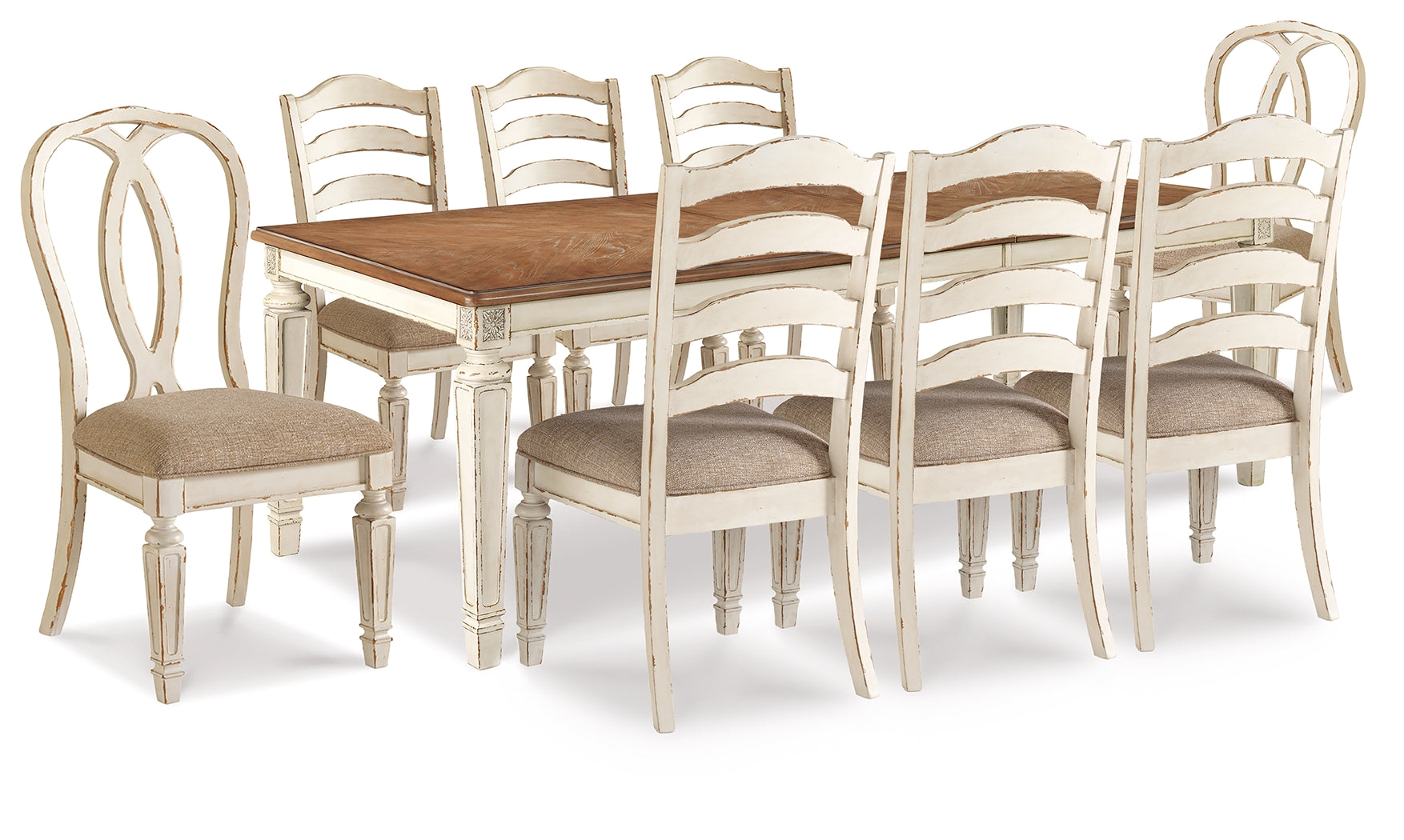 Diamond Furniture - Ashley Furniture - Realyn Dining Table with 8 Chairs - Dining Table with 8 Chairs - D743D9