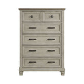 5-Drawer Chest in Medium Brown and Washed Stone