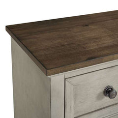 2-Drawer Nightstand with USB in Medium Brown and Washed Stone