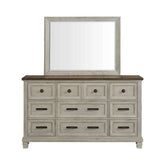 Dresser and Mirror in Medium Brown and Washed Stone