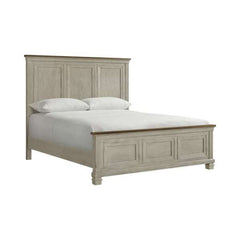 King Panel Bed in Medium Brown and Washed Stone