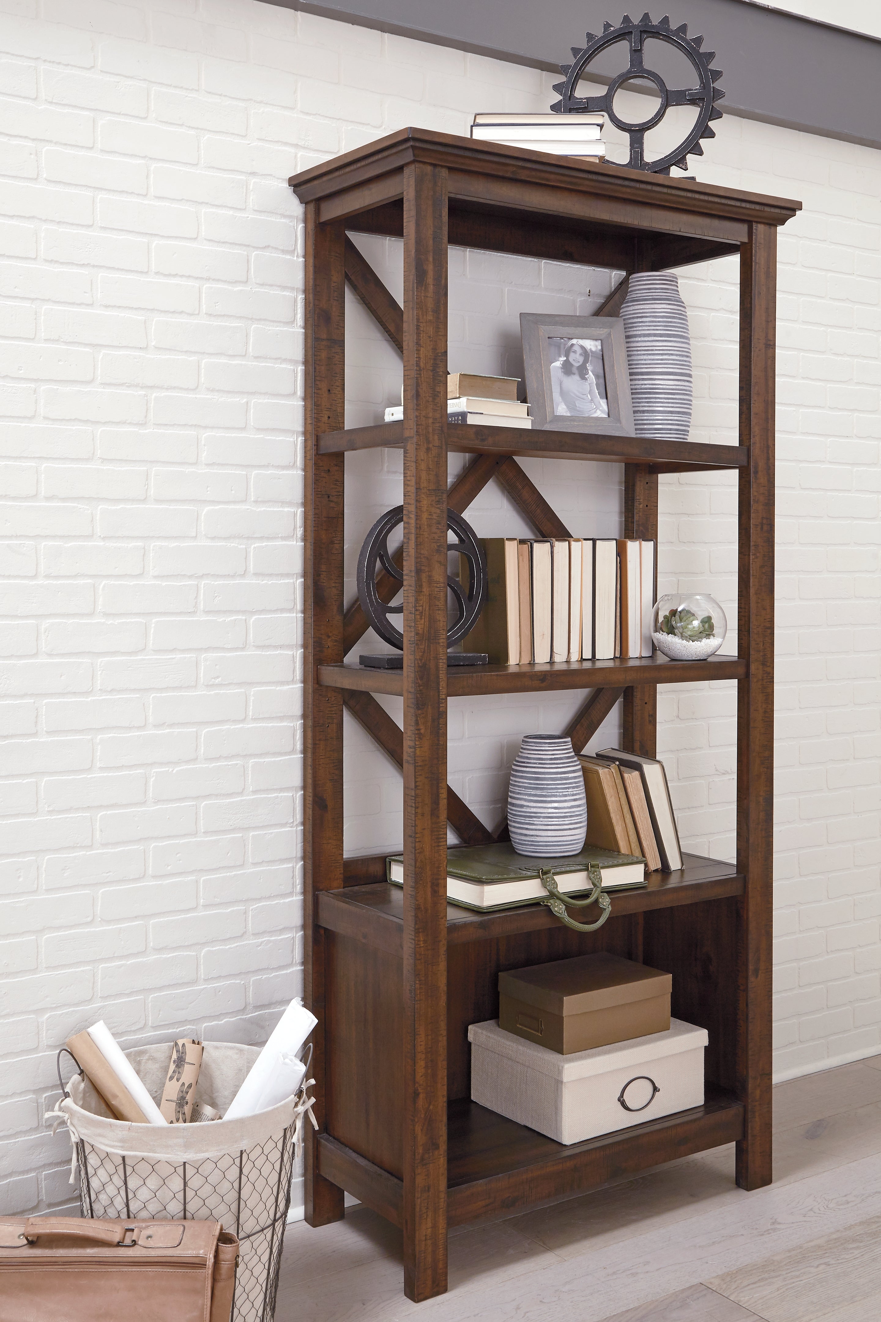 Diamond Furniture - Ashley Furniture - Baldridge 75" Bookcase - Large Bookcase - H675-17