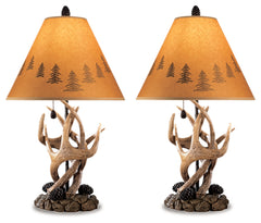 Diamond Furniture - Ashley Furniture - Derek Table Lamp (Set of 2) - Poly Table Lamp (Set of 2) / Brown - L316984