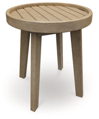 Diamond Furniture - Ashley Furniture - Marina Sun Outdoor End Table - Round End Table / Beige - PCP204-706