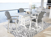 Diamond Furniture - Ashley Furniture - Transville Outdoor Counter Height Dining Table with 4 Barstools - Outdoor Counter Height Dining Table with 4 Barstools / Gray/White - P210P5