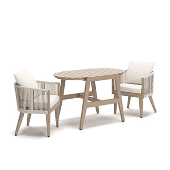 Diamond Furniture - Ashley Furniture - Ivory Vine Outdoor Table/Chairs (Set of 3) - Chairs w/CUSH/Table Set (3/CN) - PCP352-050
