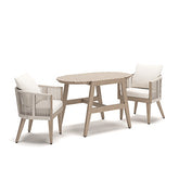 Diamond Furniture - Ashley Furniture - Ivory Vine Outdoor Table/Chairs (Set of 3) - Chairs w/CUSH/Table Set (3/CN) - PCP352-050