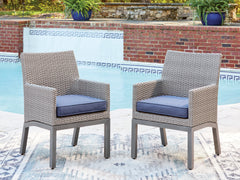 Diamond Furniture - Ashley Furniture - Half Moon Beach Outdoor Arm Chair with Cushion (Set of 2) - Arm Chair With Cushion (Set of 2) - PCP418-601A