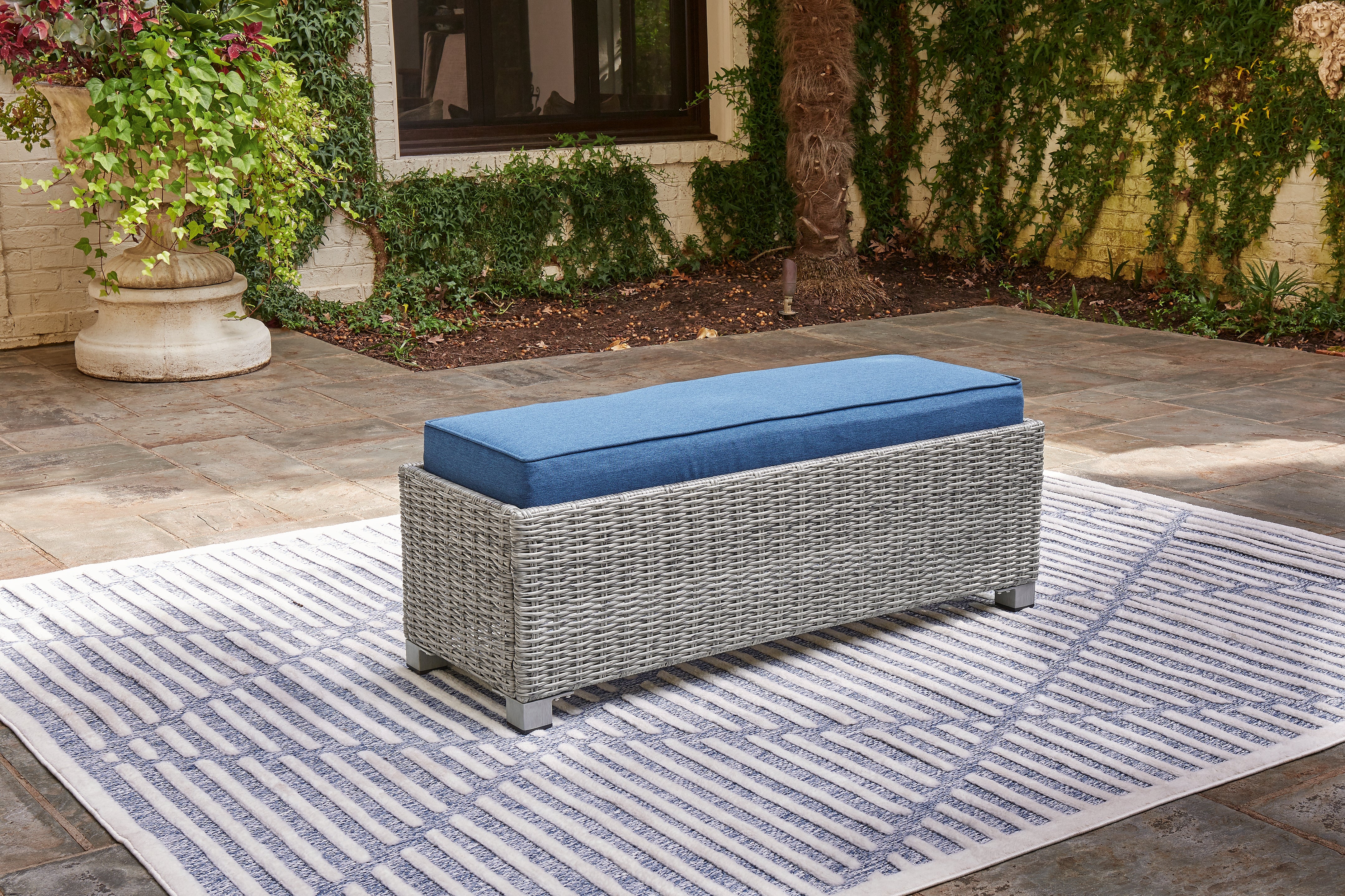 Diamond Furniture - Ashley Furniture - Naples Beach Outdoor Bench with Cushion - Bench with Cushion - P439-600