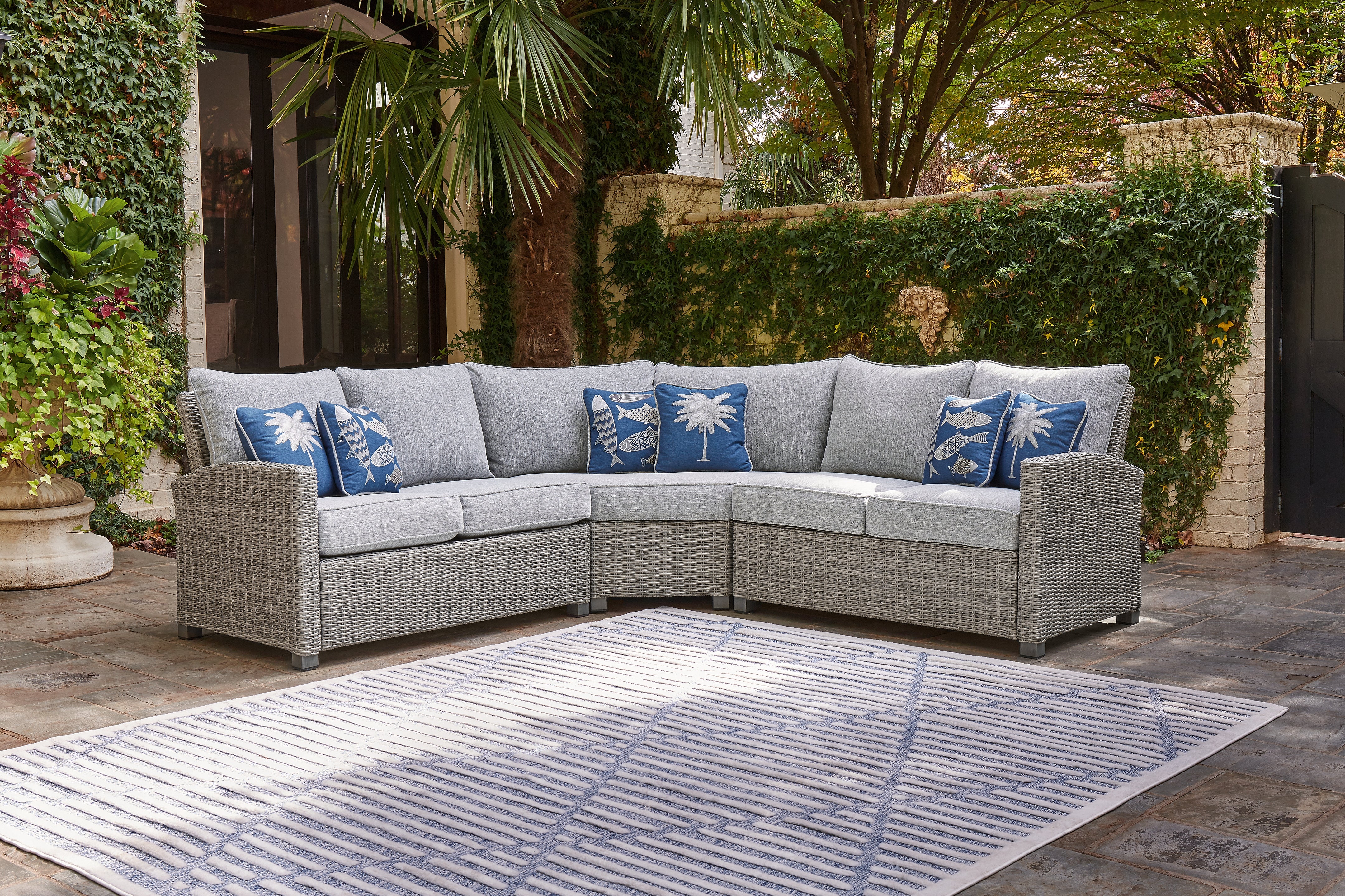 Diamond Furniture - Ashley Furniture - Naples Beach 3-Piece Outdoor Sectional - 3-Piece Outdoor Sectional - P439P1