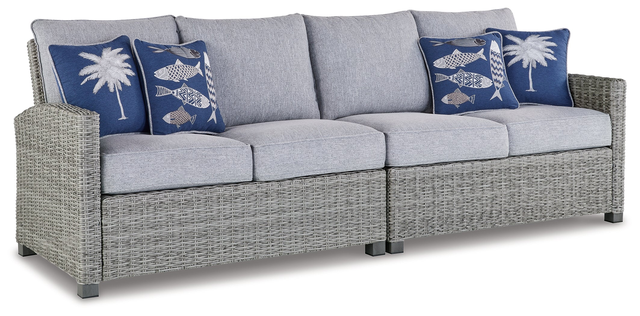 Diamond Furniture - Ashley Furniture - Naples Beach Outdoor Right and Left-arm Facing Loveseat with Cushion (Set of 2) - RAF/LAF Loveseat w/CUSH (Set of 2) - P439-854