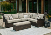 Diamond Furniture - Ashley Furniture - Brook Ranch Outdoor Sofa Sectional/Bench with Cushion (Set of 3) - Sofa SEC/Bench w/CUSH (3/CN) - P465-822