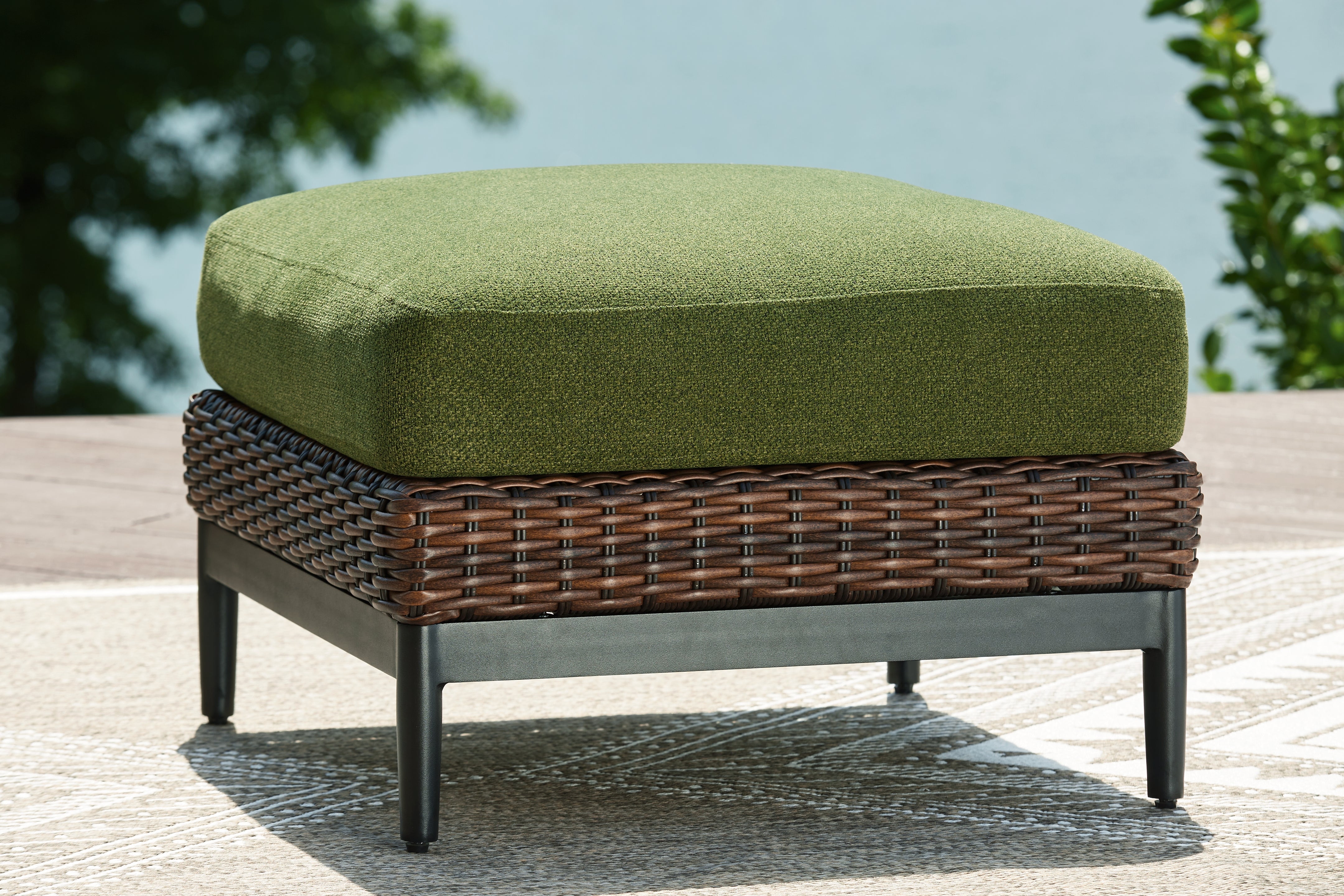 Diamond Furniture - Ashley Furniture - Horizon Hall Outdoor Ottoman with Cushion - Ottoman with Cushion - P572-814