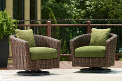 Diamond Furniture - Ashley Furniture - Horizon Hall Outdoor Swivel Lounge Chair with Cushion - Swivel Lounge w/ Cushion - P572-821