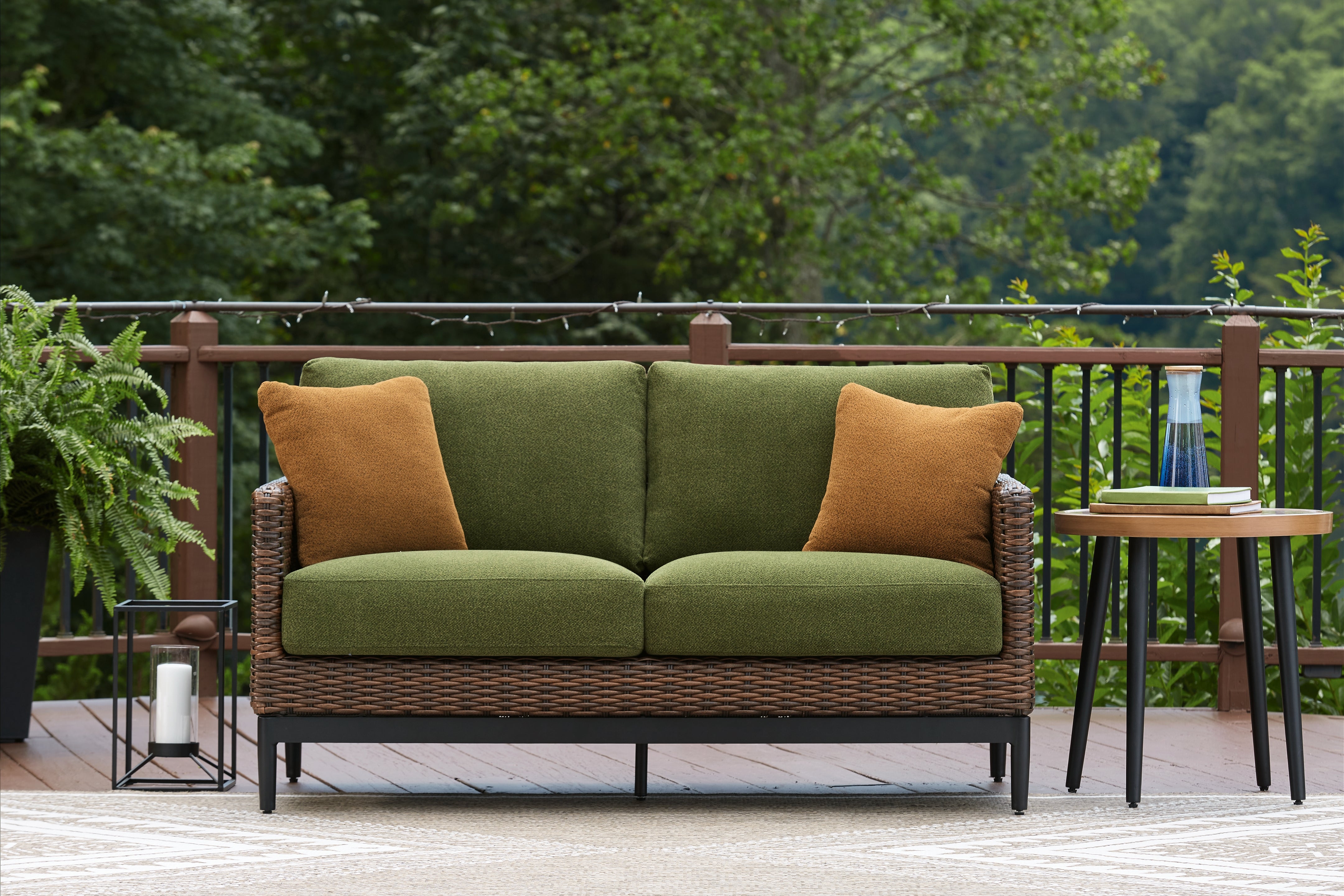 Diamond Furniture - Ashley Furniture - Horizon Hall Outdoor Loveseat with Cushion - Loveseat w/Cushion - P572-835