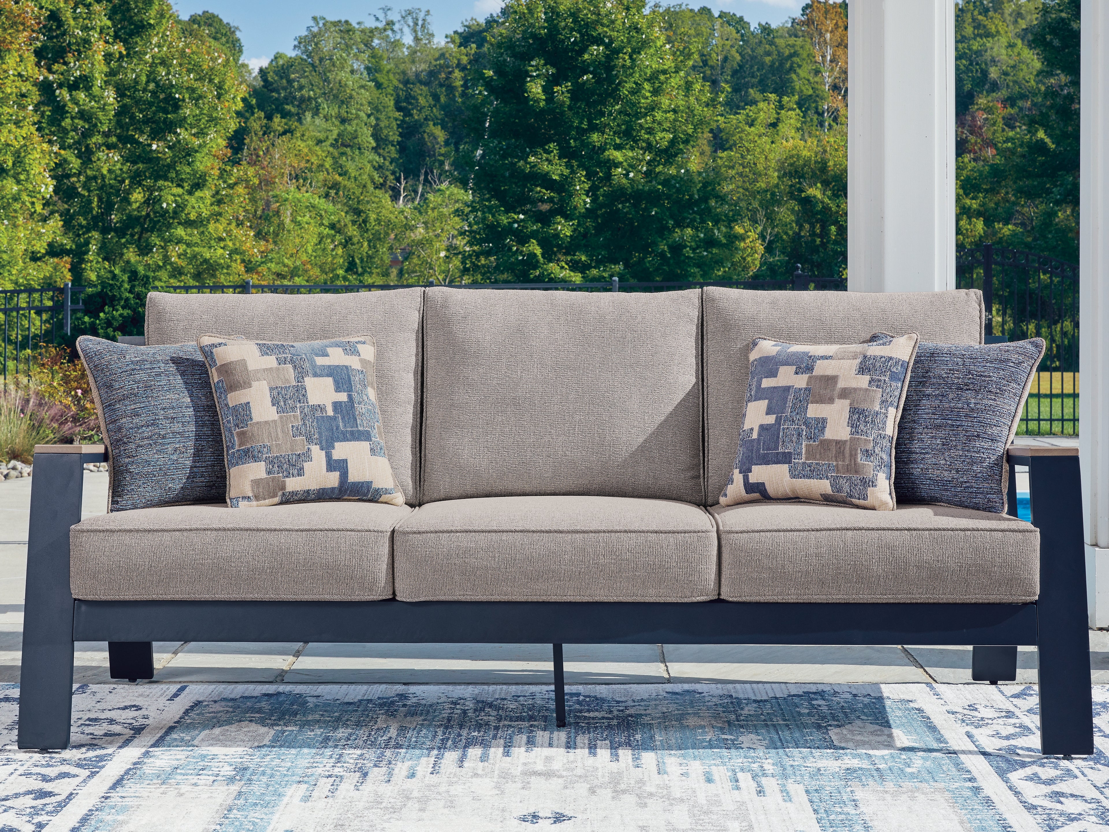 Diamond Furniture - Ashley Furniture - East Beach Outdoor Sofa with Cushion - Sofa with Cushion - PCP587-838
