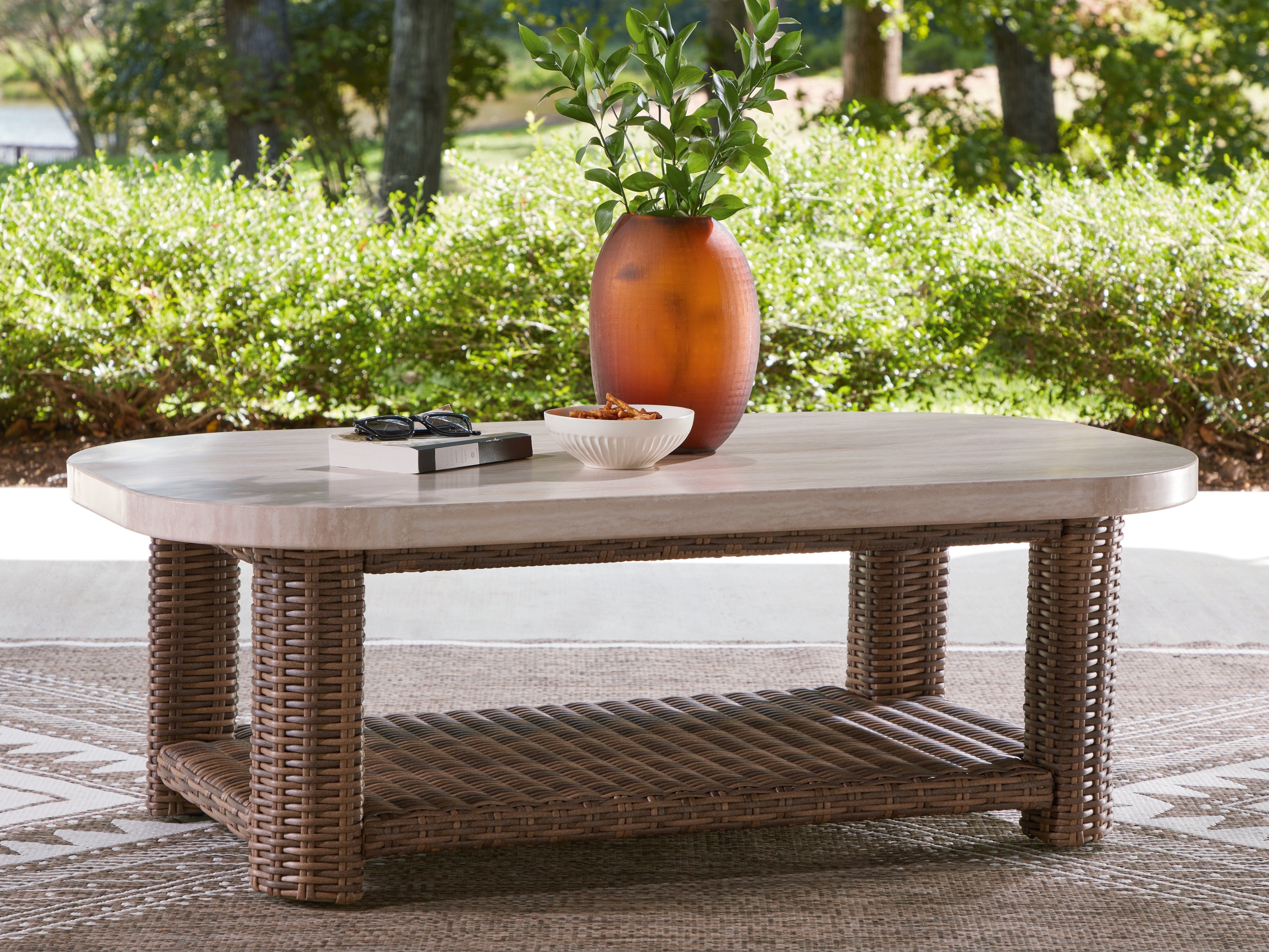 Diamond Furniture - Ashley Furniture - Dolan Creek Outdoor Coffee Table - Rectangular Cocktail Table - PCP610-701