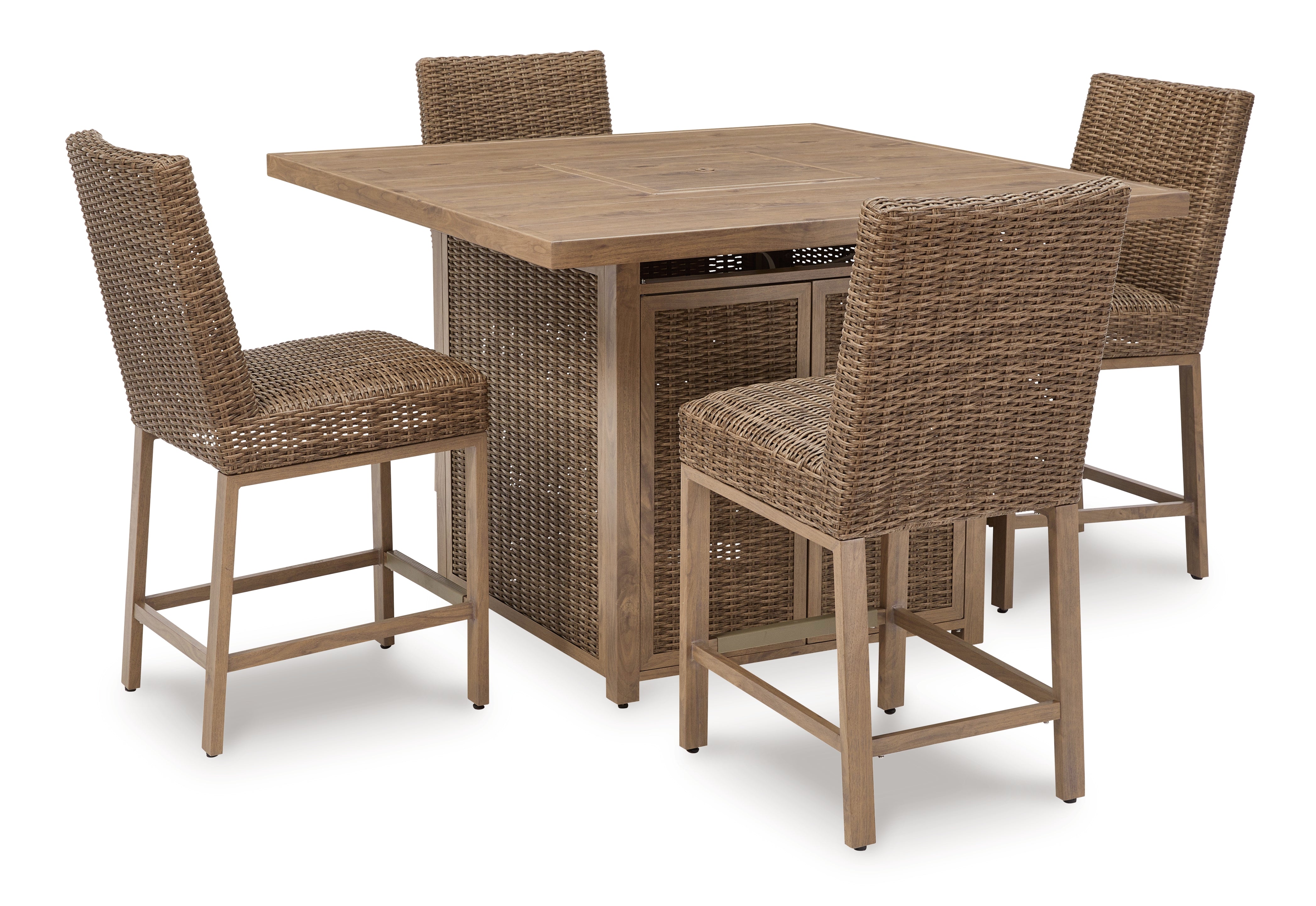 Diamond Furniture - Ashley Furniture - Walton Bridge Outdoor Bar Table and 4 Barstools - Outdoor Bar Table and 4 Barstools - P749P1