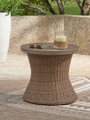 Diamond Furniture - Ashley Furniture - Laguna Heights Outdoor End Table - Round End Table w/UMB OPT - PCP790-706
