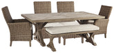 Diamond Furniture - Ashley Furniture - Beachcroft Outdoor Dining Table with 4 Chairs and Bench - Outdoor Dining Table with 4 Chairs and Bench - P791P4