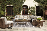 Diamond Furniture - Ashley Furniture - Beachcroft 5-Piece Outdoor Sectional with Coffee Table and 2 End Tables - 5-Piece Outdoor Sectional with Coffee Table and 2 End Tables - P791P10
